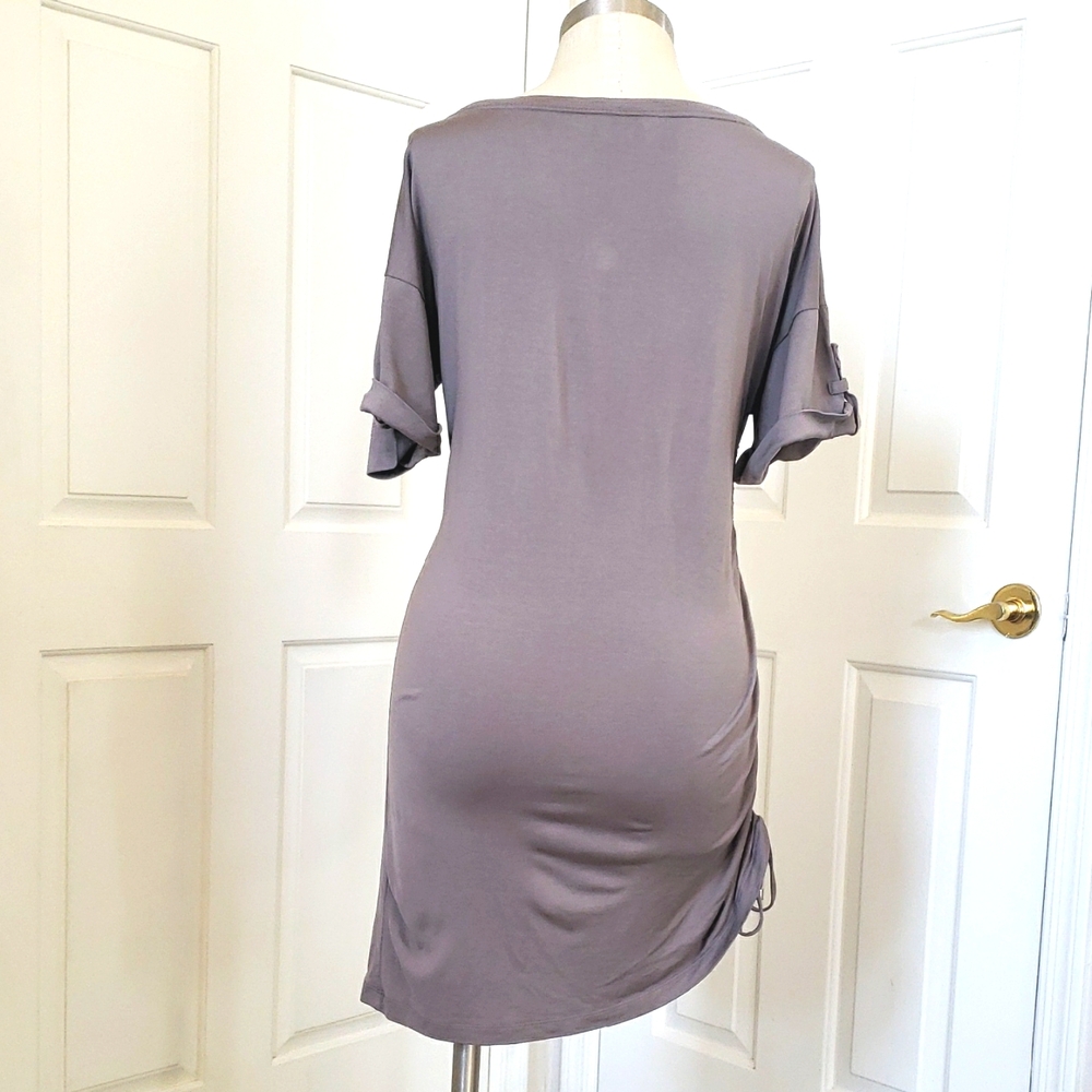 Banana Republic Silk Knit T‑Shirt Dress Taupe Gray Neutral Minimalist • MEDIUM - Picture 5 of 10